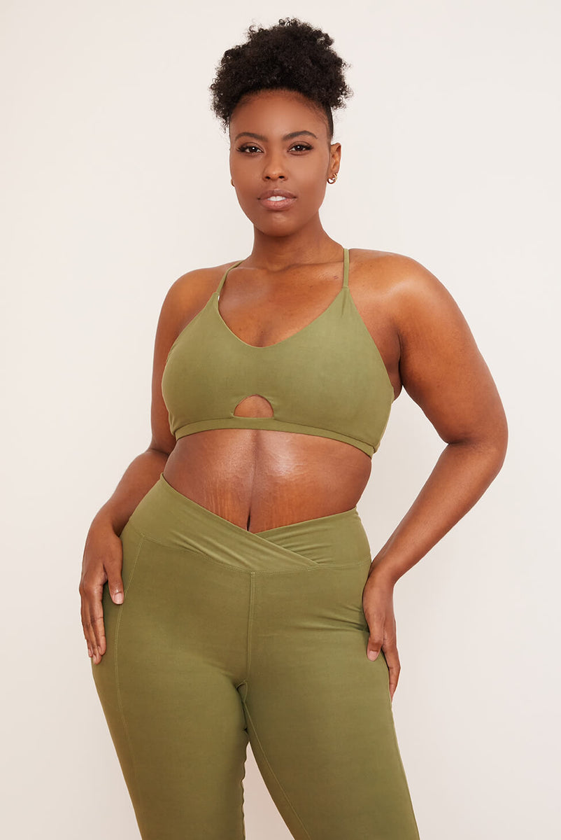 Recycled Yoga Bra | Wolven Crisscross Bra Thyme | Sustainable & Soft