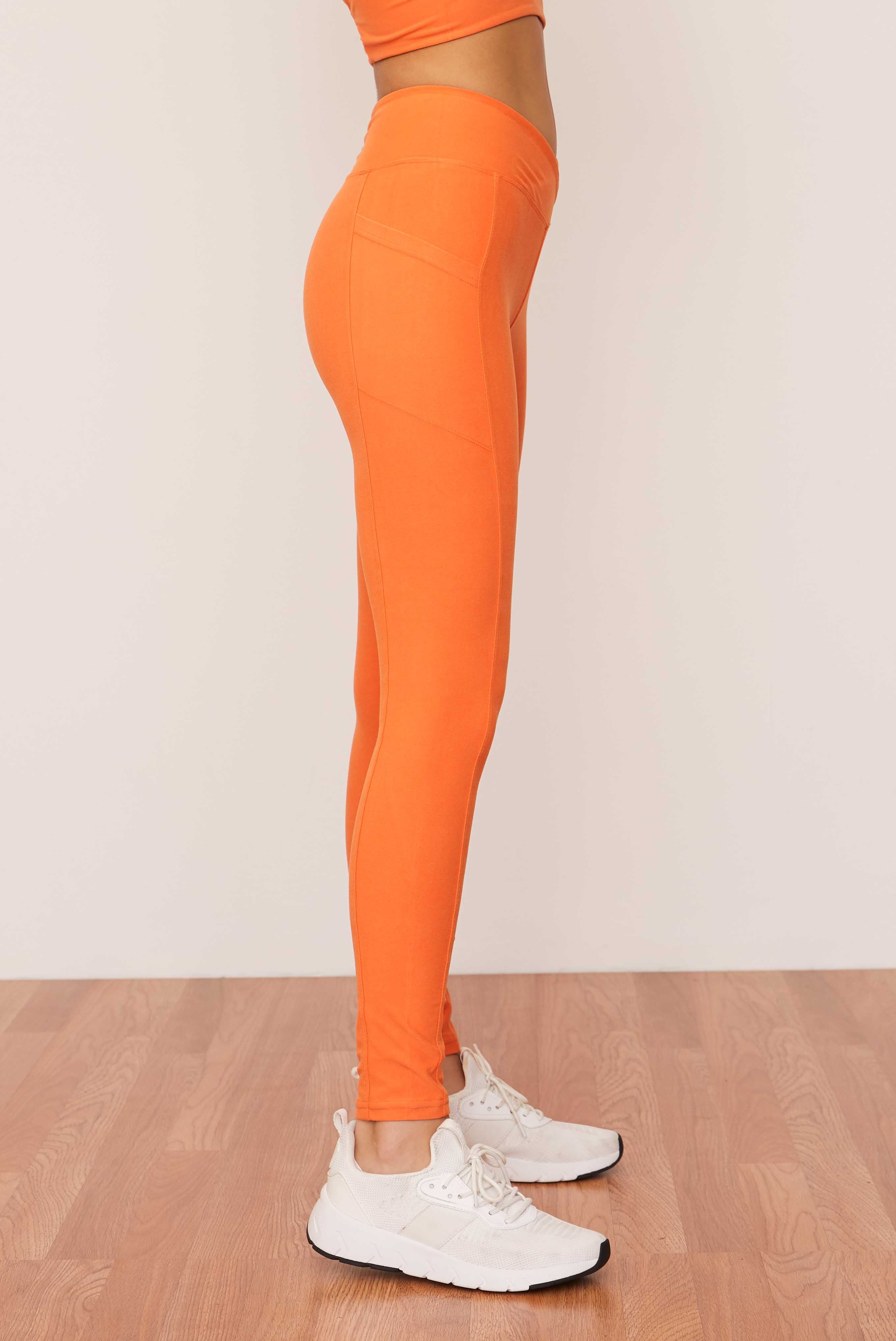 Tangerine Ruched Crossover Pocket Legging – Wolven