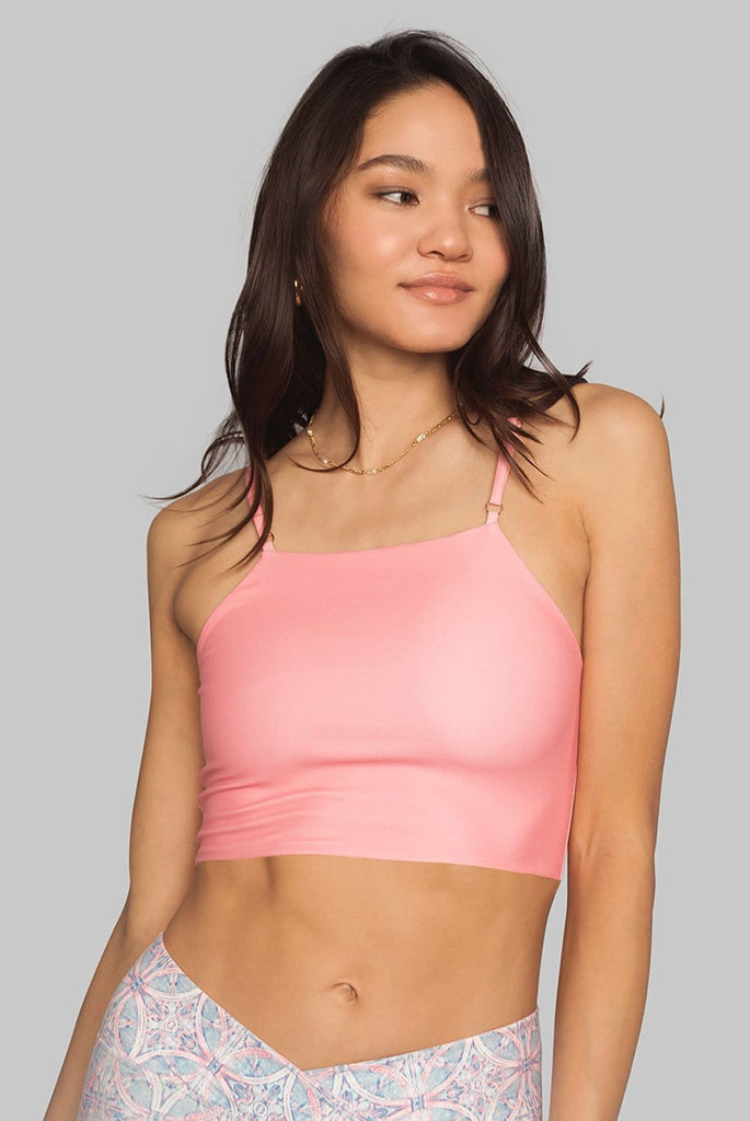 Wolven Crisscross Sustainable Activewear Reversible Pink Yoga top mandala print