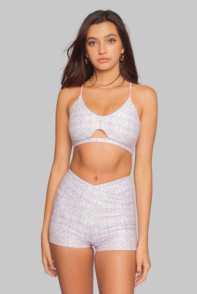 Wolven Sustainable Activewear High-waisted Short Pink Yoga mandala print